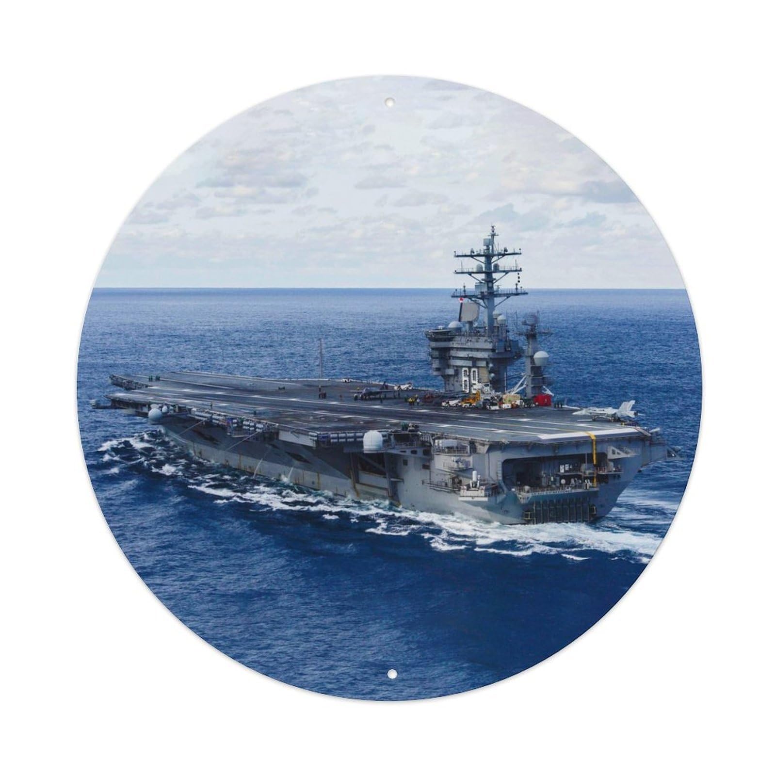 Olyhtr 8X8inch Classic Style Uss Cvn-69 Naval Warship Aircraft Carrier Metal Tin Sign