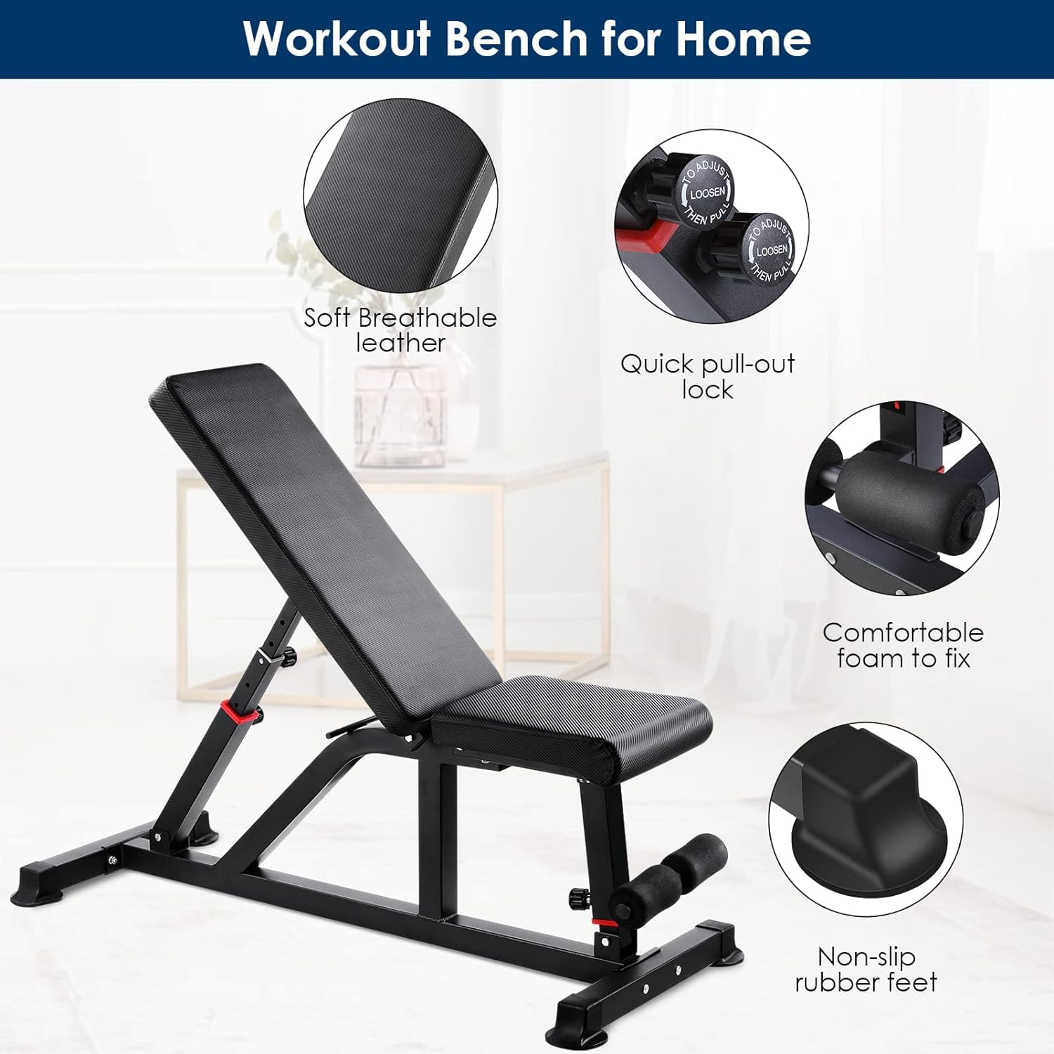 Panca Palestra Pieghevole ISE SY-5902 - Schienale Regolabile 7 Angoli, Multifunzione Per Casa - Foto 8