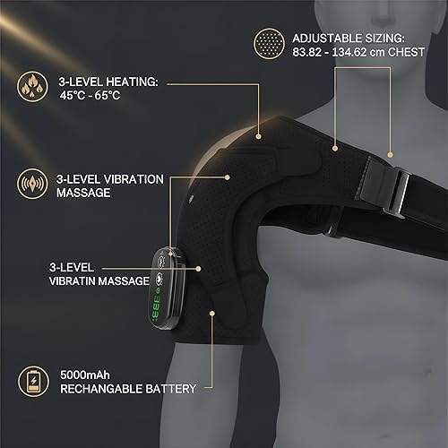 Miniatura 4 de Envoltura de hombro térmica inalámbrica con vibración, alivio del dolor para hombros, cuello y hombros congelados, alivia la fatiga, promueve un