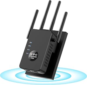 1200Mbps Dual Band (5GHz/2.4GHz) WiFi Extender Signal Booster,WiFi Repeater Covers Up to 12880Sq.ft and 60 Devices,Internet Booster with Ethernet Port for Home Wireless