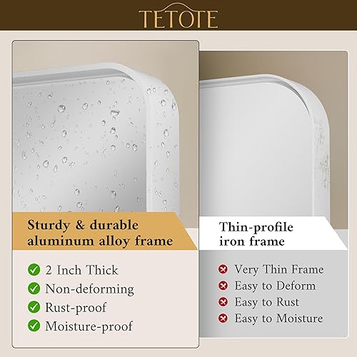 Miniatura 27 de TETOTE Espejo de 60 x 36 pulgadas para baño, espejo de tocador dorado de latón cepillado, espejo de pared grande rectangular con marco de metal Oro