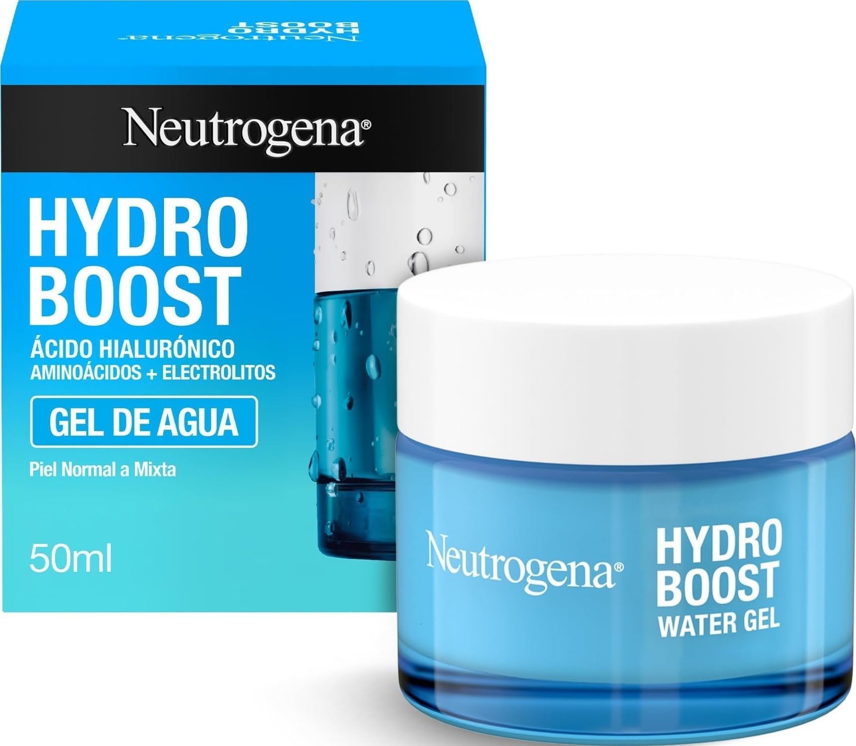 Neutrogena , Hydro Boost Water Gel, Normal to Mixed Skin, Long-lasting Non-Oily Hydration, with Hyaluronic Acid and Trehalose of Natural Origin, Developed with Dermatologists, 50 ml