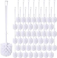 Mimorou 50 Pack White Toilet Brushes - Soft Bristle Long Handle Scrubbers for Bathroom & Commercial Cleaning