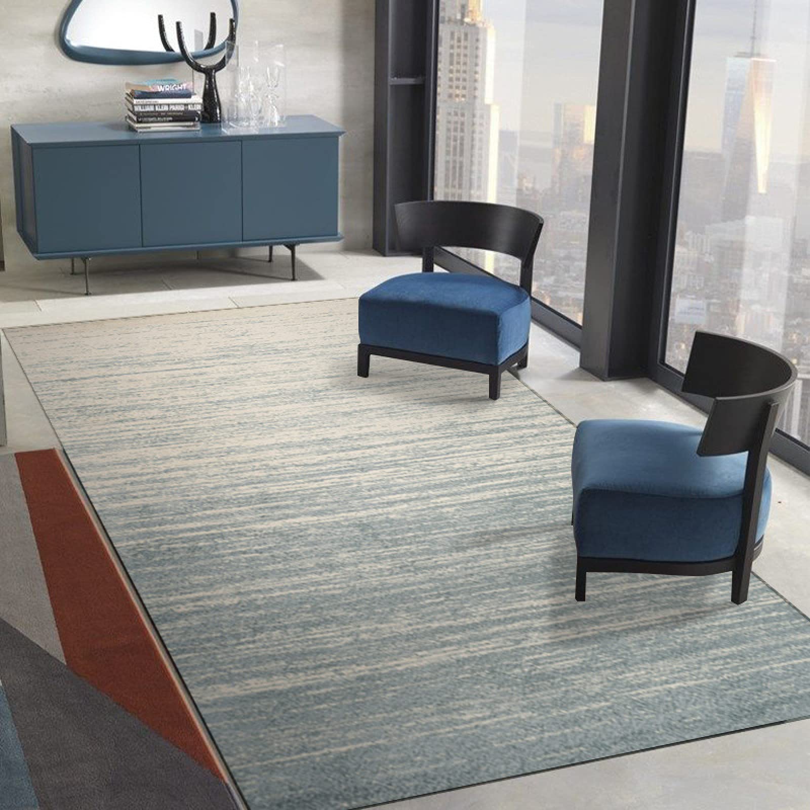 Tapis géométrique moderne antidérapant idéal pour sécuriser le sol du salon