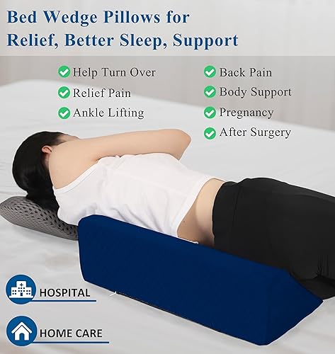 Miniatura 2 de Almohada de cuña de cama para dormir de lado relleno de esponja para posicionamiento corporal almohada triangular adecuada para embarazo y cirugía,