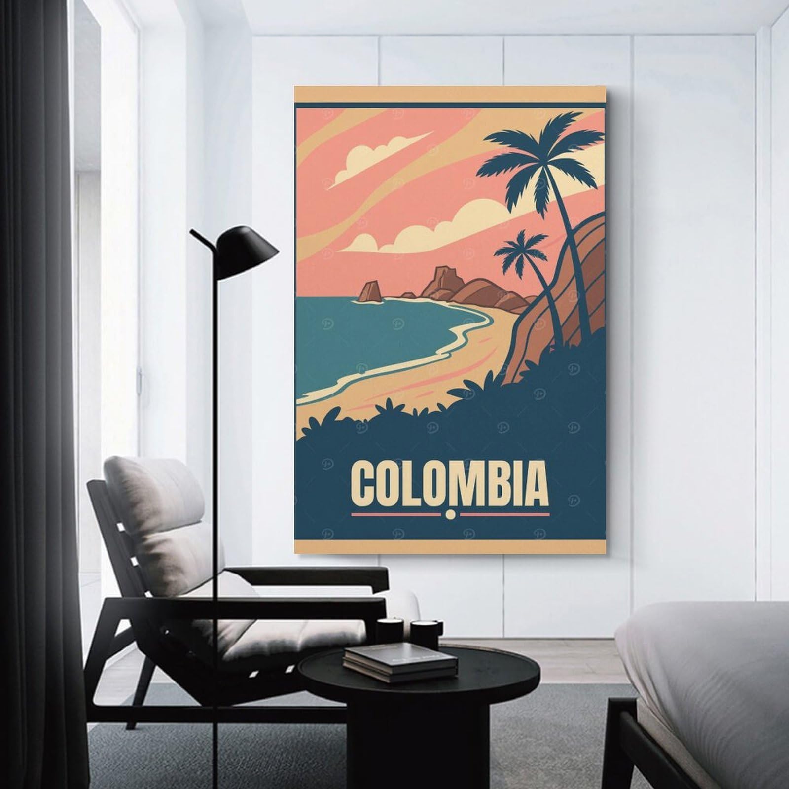 Junmoney Colombia Travel Decorative Wall Artwork 16x24inch(40x60cm), for Front Hall, Corridor Or Welcome Spaces, Decorative Wall Art for Narrow Spaces