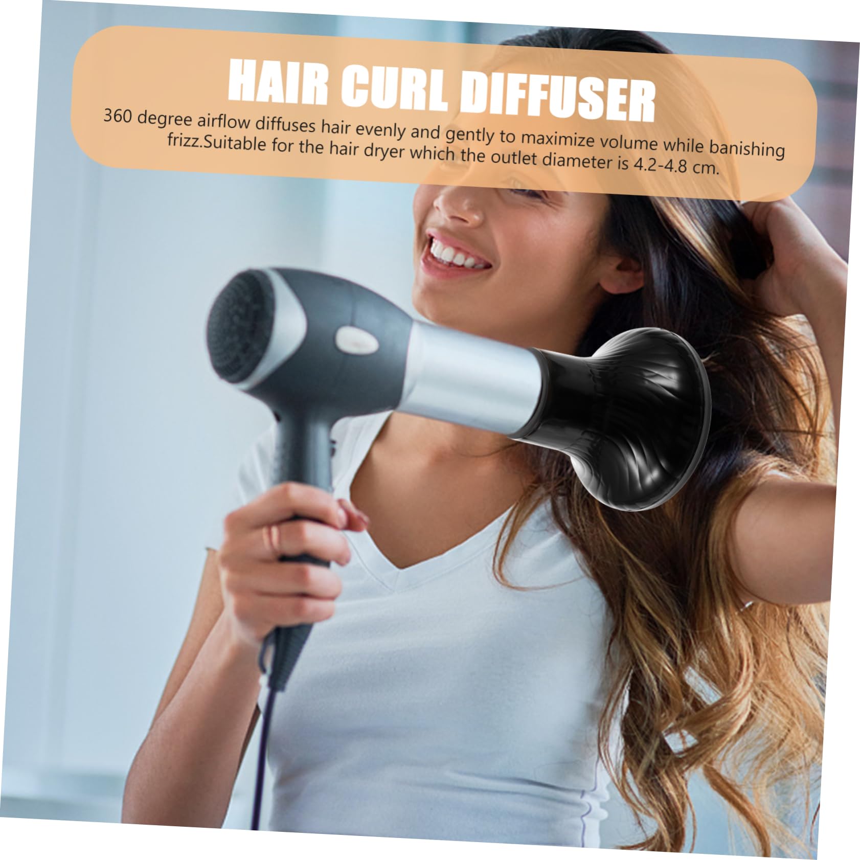 Haartrockner Diffusor Schwarz Kunststoff für 4, 2-4, 8cm Ausgang