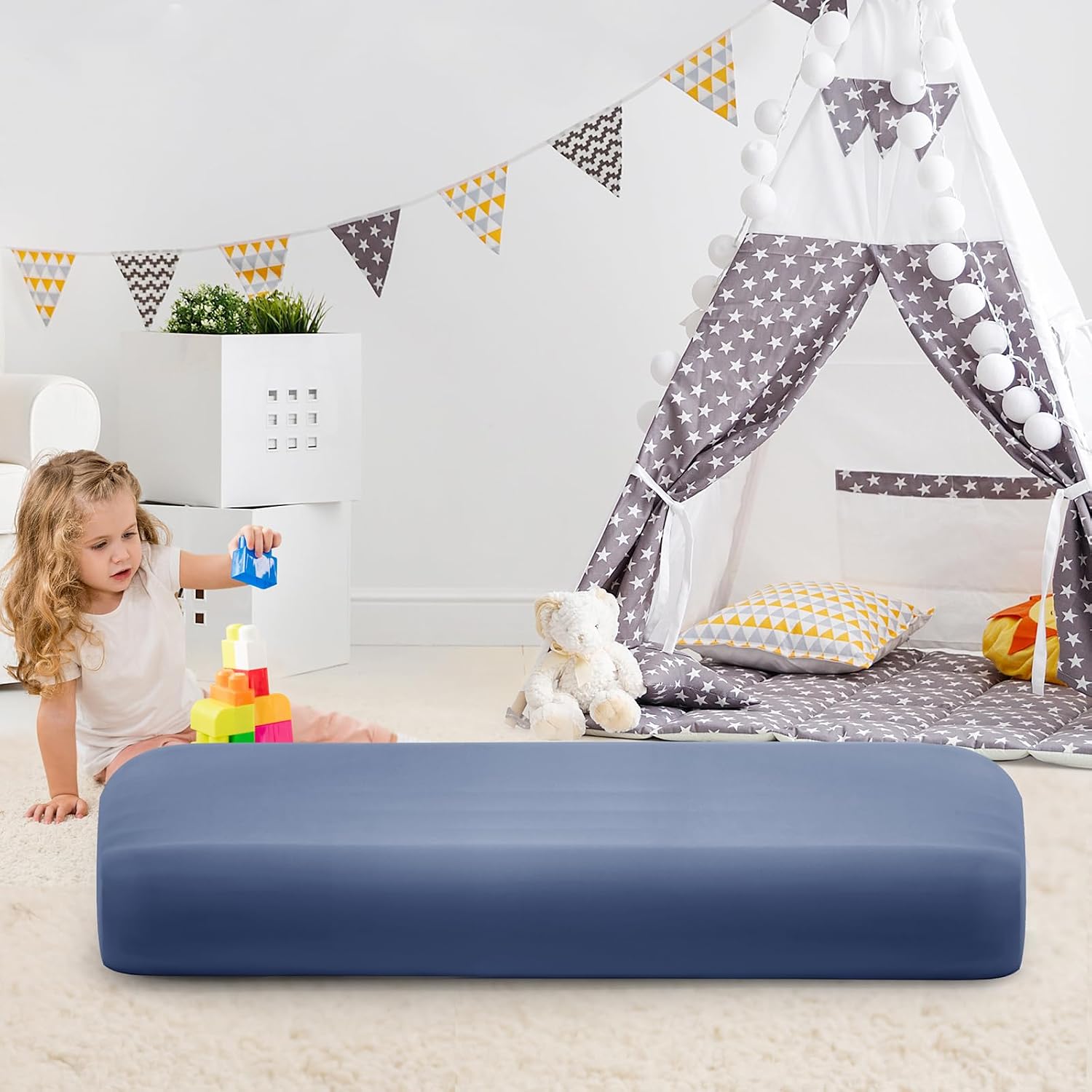 Kids Air Mattress Fitted Sheet, Dusty Blue, 4 Pack image 4