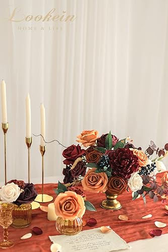 Miniatura 2 de Lookein Flores artificiales para decoración de boda, ramo de novia, centros de mesa, guirnaldas de flores, coronas, arco de pasillo, decoración de