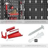 tectake® Panneau Mural Perforé Porte outils mural Lot de 4 Panneaux 160 x 2 x 60 cm 34 pcs Crochet & Supports, Extensible Système de rangement Outillage & visserie - 4