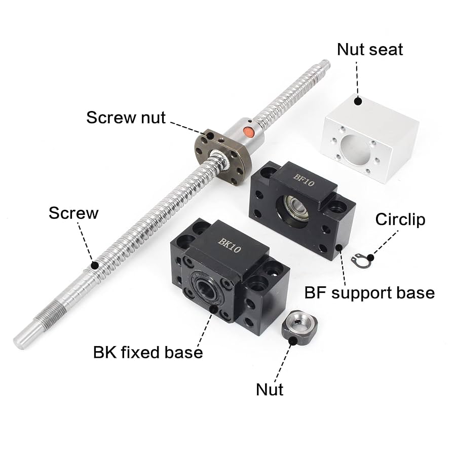 Cnc Ball Screw Sfu1204 Specs 12mm Ball Screw Kit (300mm Length, 4mm Lead) - CNC Machine Part With Anti-Backlash Nut Ball Screw Dimensions Cap Hidden