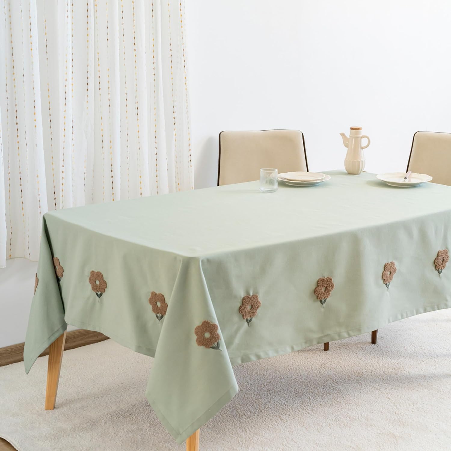 Rectangular & Round Tablecloth for Dining & Picnic | Botanical Print Fabric Table Cover for Indoor Outdoor Tables | Durable Table Cloth for Kitchen, Parties, Holidays & Everyday Use