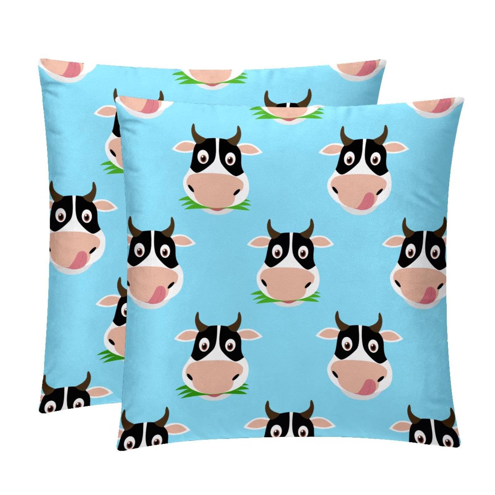 TDGKPZ Cute Cartoon Cow Throw Pillow Covers 2 Pack Cushion Cases Decorative Pillow Cases Home Decor 45x45cm