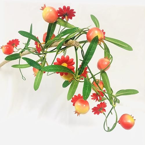 Guirnalda de plantas de espuma artificial de granada para colgar, hojas de seda, bayas sintéticas, corona de rosa mosqueta para decoración del