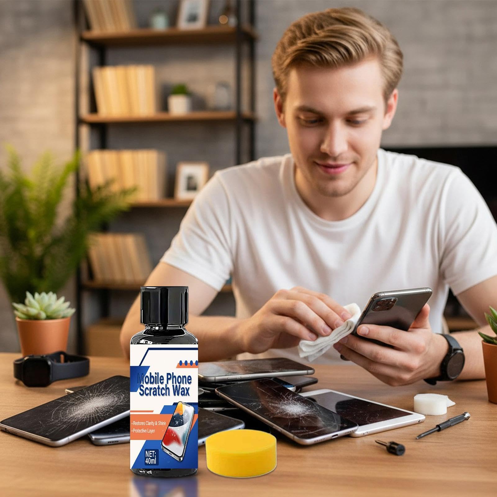Generisch Professional Screen Scratch Remover, Advanced Polishing Quick Fix, 40 ml Repair Cream with Sponge, Essential Scratch Repair Kit, Versatile Restore Design for Watches Glasses