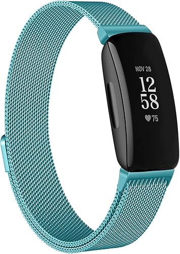 Vanjua Correa de repuesto para Fitbit Inspire 2 bandas para mujeres y hombres, correa de repuesto de malla de metal de acero inoxidable ajustable