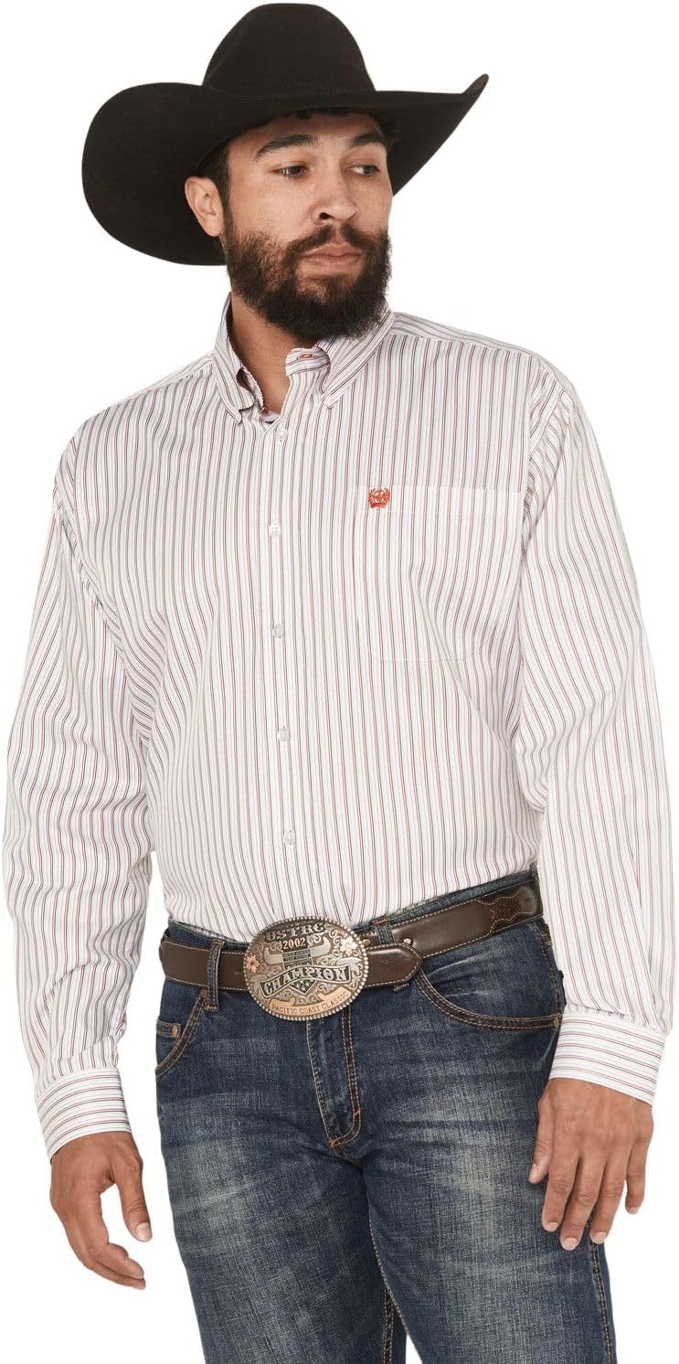 Cinch Men's White & Red Stripe Shirt