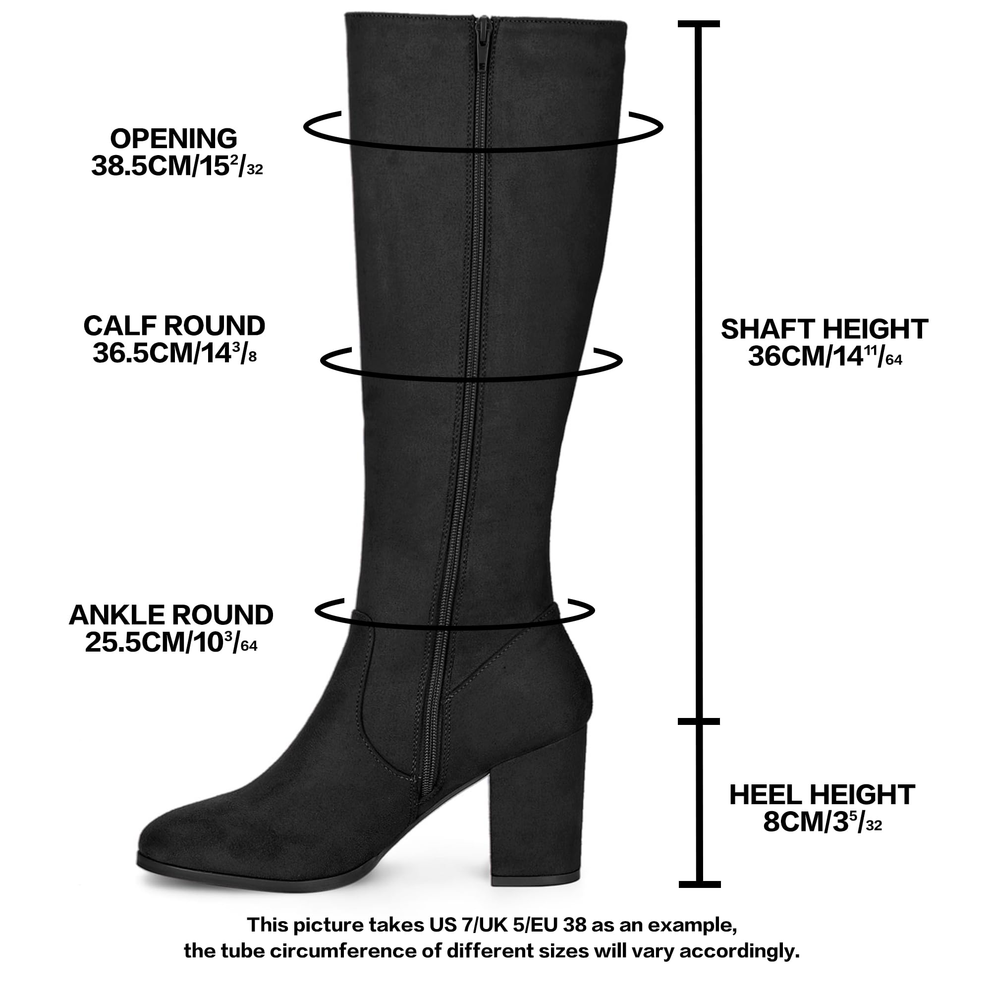 Allegra K Botas altas hasta la rodilla con cremallera lateral para mujer