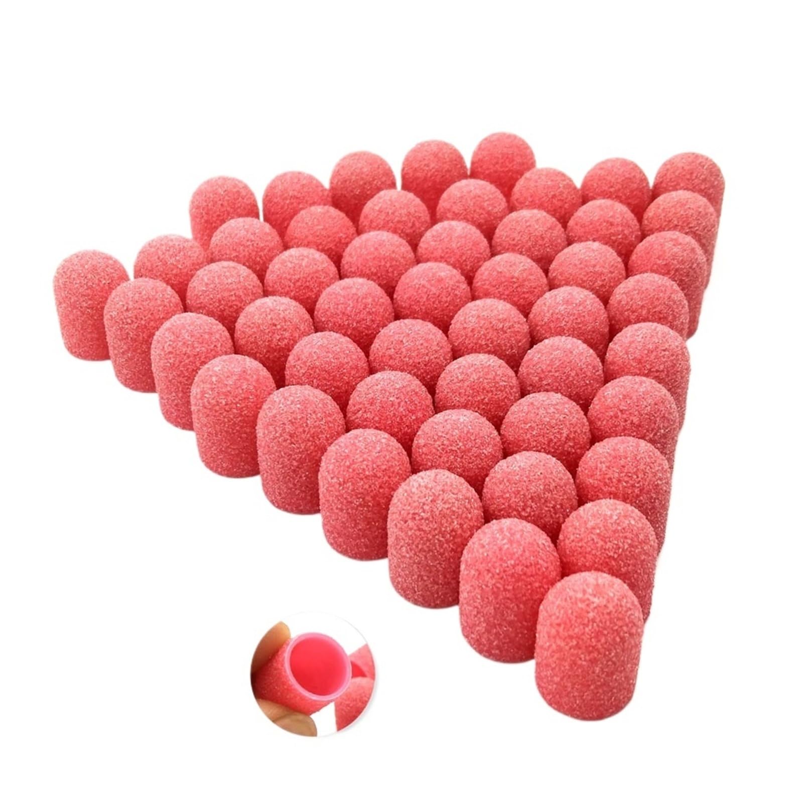 Fresas Torno Para UñAs 50 Uds Base de plástico tapas rosas con agarre cuidado pedicura pulido bloque arena accesorios taladro herramienta for cutículas pies para Manicura(180 Grit)