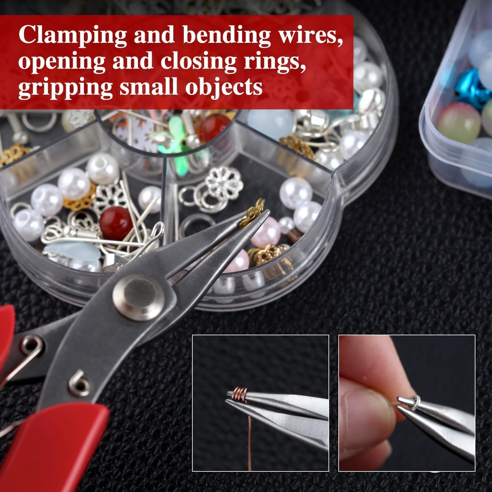 SPEEDWOX 4.5 Inch Mini Long-Nose Pliers for Jewelry Making with Smooth Jaws Chain Nose Pliers, Red, 4.5" Chain Nose - Image 2
