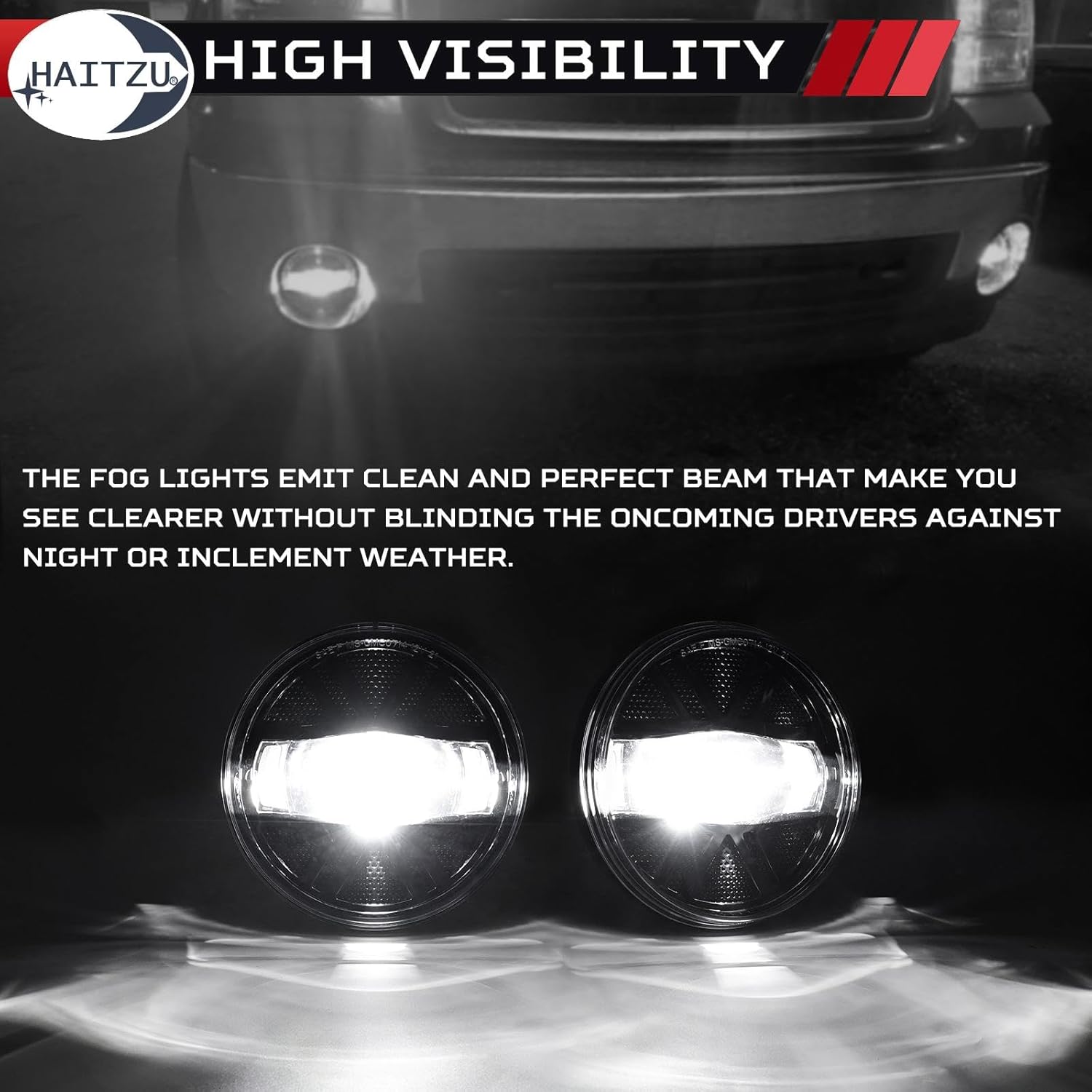 LED Fog Lights Compatible with The Following Models: 2007-2014 GMC Sierra 1500 2500HD 3500HD, Fog Lamp Assembly Kit for Truck Bumper Driving Lamps Replacement (Black, Pack of 2)