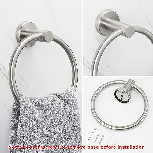 Miniatura 78 de NearMoon Anillo de toalla de baño, accesorios de baño, soporte grueso de acero inoxidable para toallas de baño, moderno colgador redondo para Negro