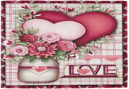 Miniatura 10 de Bolaz Juego de 4 manteles individuales abstractos con diseño de copo de nieve rojo de Navidad, lavables, para cocina, comedor, decoración de mesa