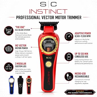 StyleCraft Instinct Professional Cordless Hair Trimmer with IN2 Vector Motor, Intuitive Torque Control & Precision Black Diamond Blades