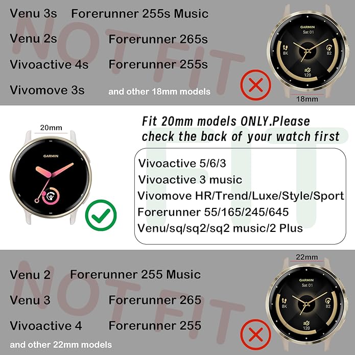 5 Pack Correas de Nylon Elásticas para Garmin Vivoactive 5/6 20mm miniatura 2