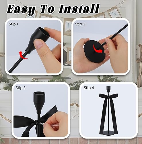 Miniatura 8 de Matte Black Candlestick Holders Set of 6, Tapered Candle Holders, for Candlelight Dinners, Parties, Holidays, and Home Decor Candle Holders,