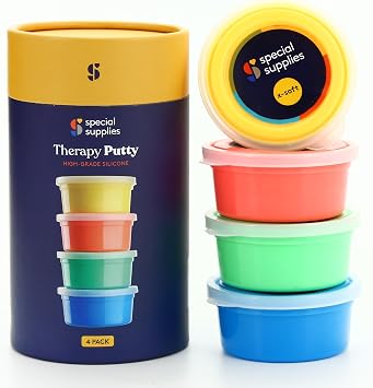 Special Supplies Therapy Putty for Teens and Adults - Resistive Hand Exercise Stress Relief Therapy Putty Kit, Set of 4 Strengths, Three Ounces of Each Putty Primary Colors