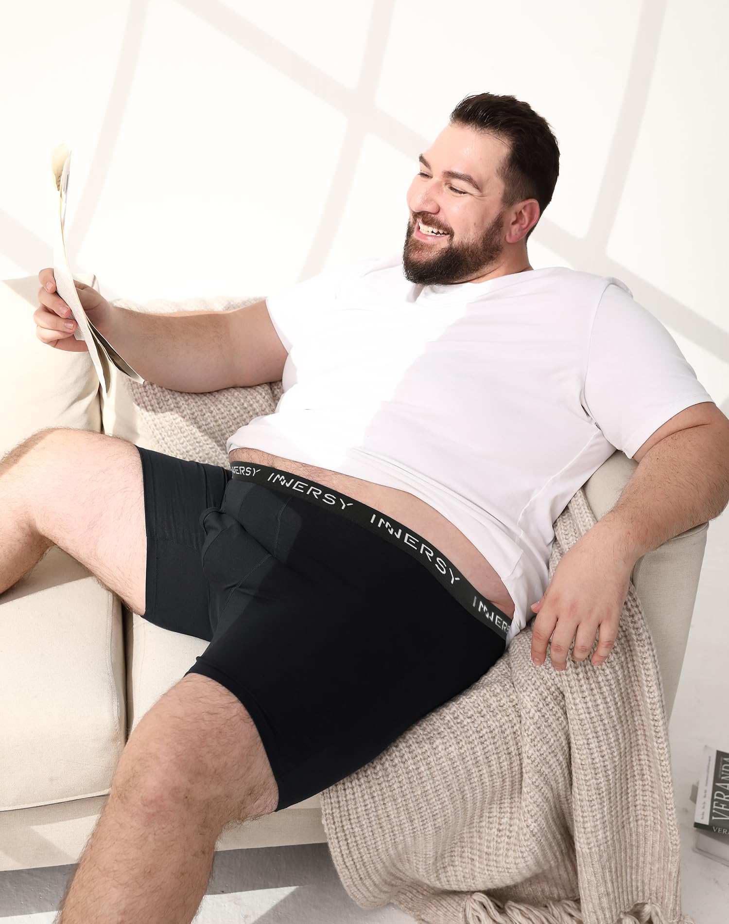 INNERSY Bokserki męskie, duże rozmiary, majtki męskie, bawełna, bielizna z rozporkiem, XL-6XL, 4 sztuki w opakowaniu