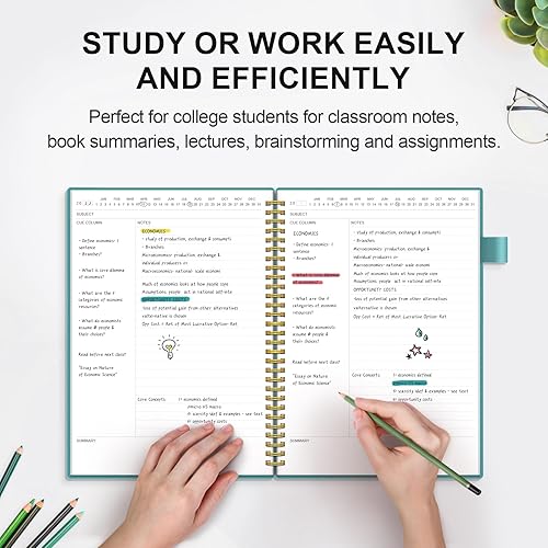 Miniatura 2 de Regolden-Book Cuaderno de Notas Cornell, Sistema de Toma de Notas de Estudio, Cuadernos Espirales, Cuaderno Universitario con Rayas por Materias,