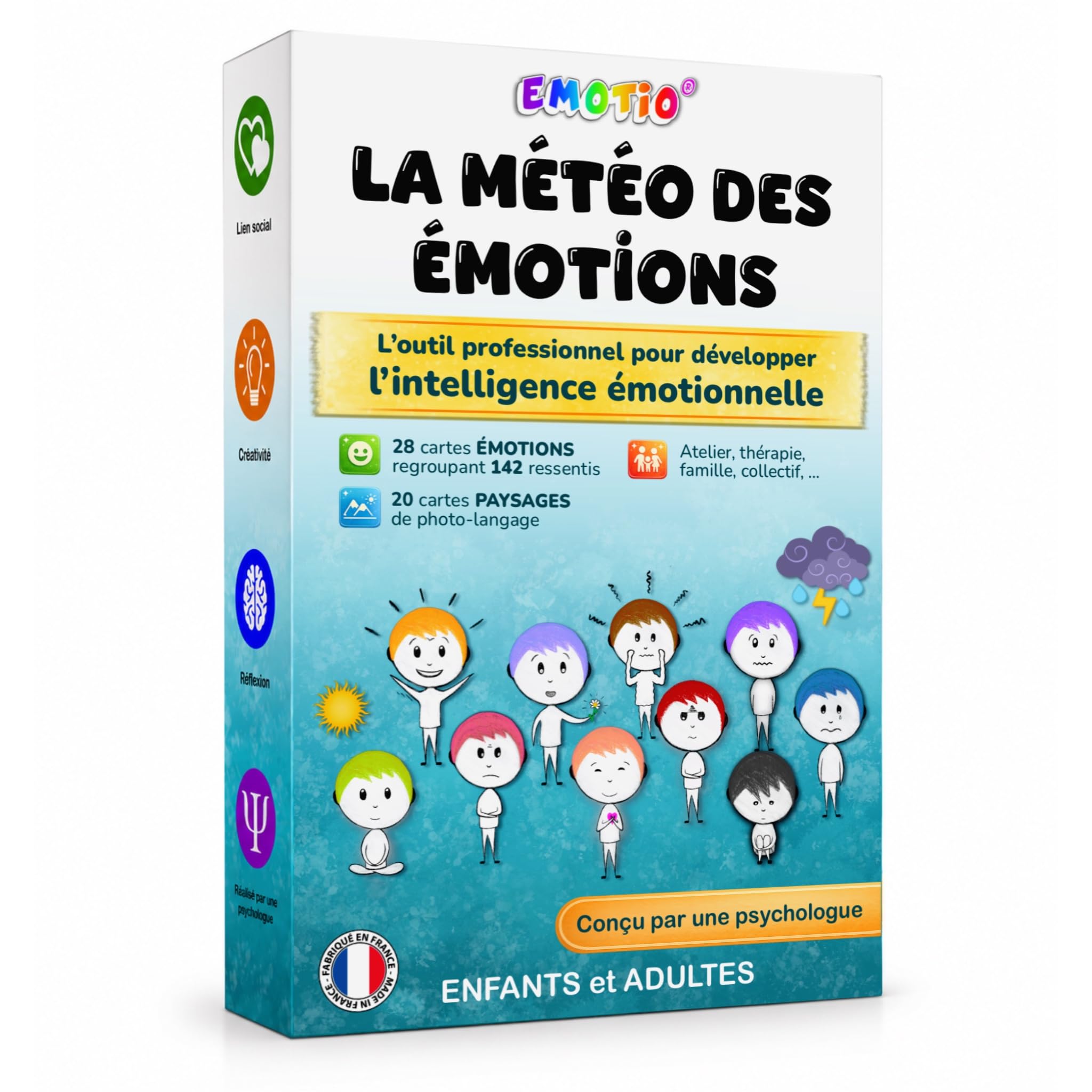 La Météo des Émotions | Jeu éducatif et pédagogique avec 142 émotions + 20 paysages | Photo-​langage | Créé par Une Psychologue | Fabriqué en France