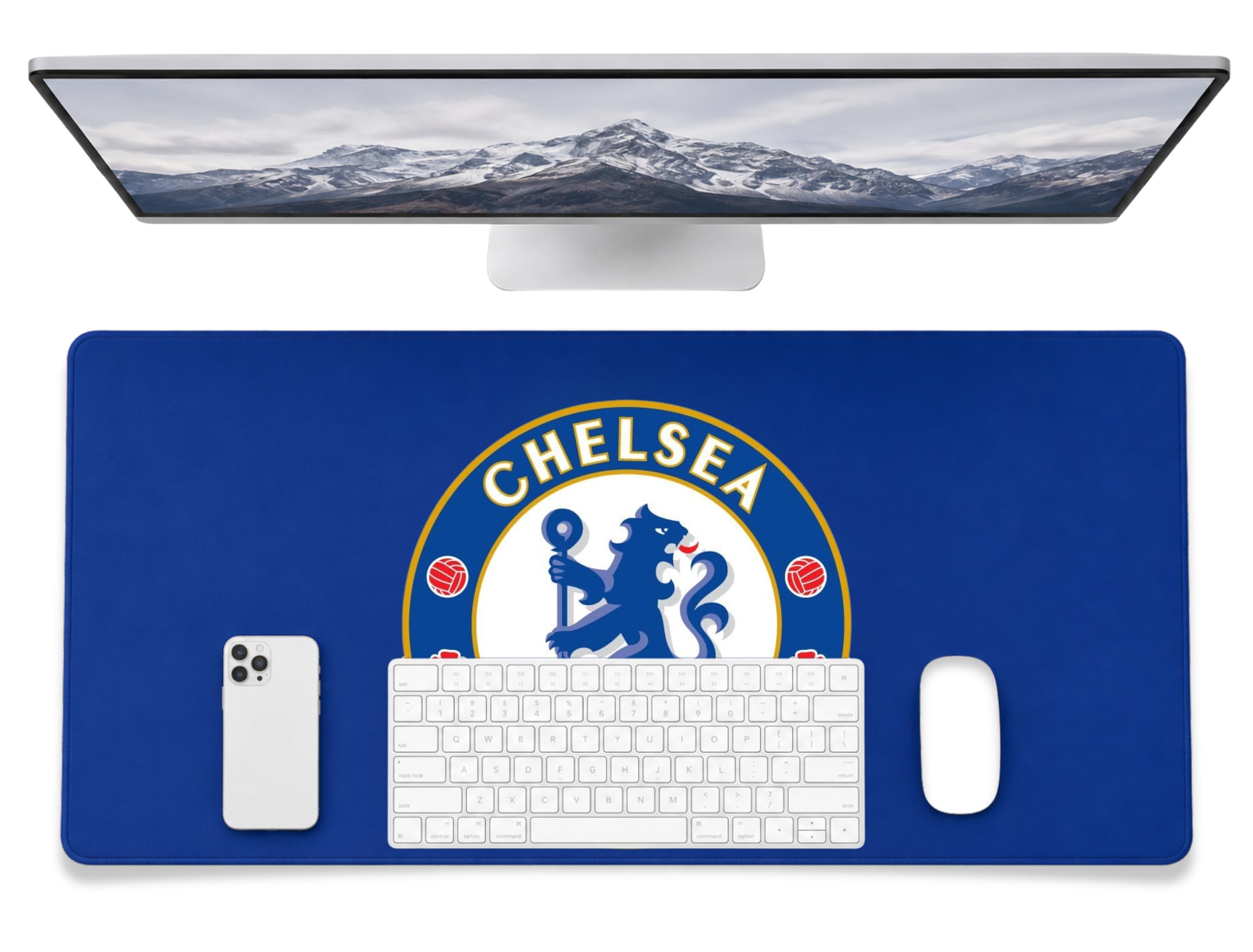 Fan Decor Chelsea FC Desk Mat 35x60cm - Desk Protector Mat Non Slip, Durable, Easy Clean Desk Pad - Mousemat for Desktop, Gaming, Office Accessories Mousepad - Licensed Chelsea FC Gifts for Men & Boys