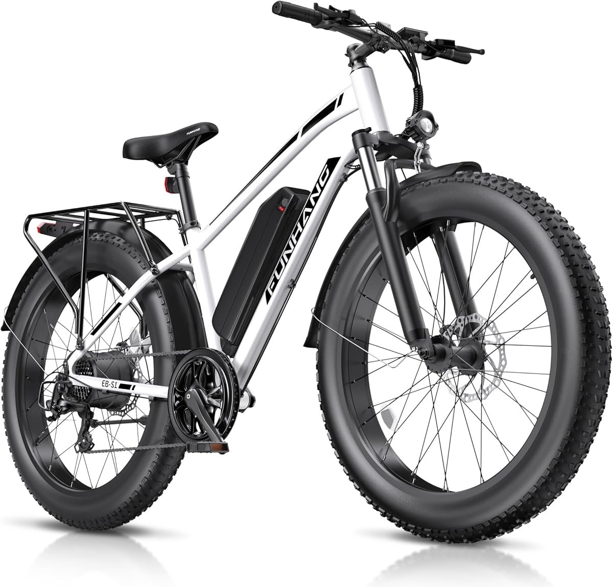 Funhang Electric Bike for Adults, 1000W Peak Ebike, 25MPH 60Miles Electric Mountain Bike, 26" Fat Tire Electric Bicycle with 48V 13AH Battery, Front Suspension,7 Speed, Rear Rack, UL 2849 Certified
