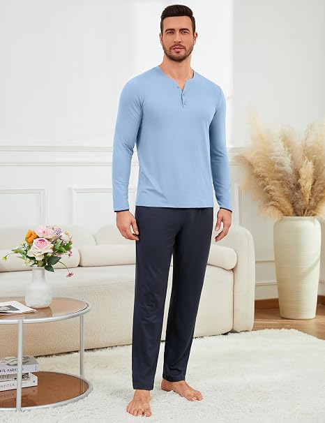 Uniexcosm Pyjama Homme Hiver Coton Ensemble de Pyjama à
