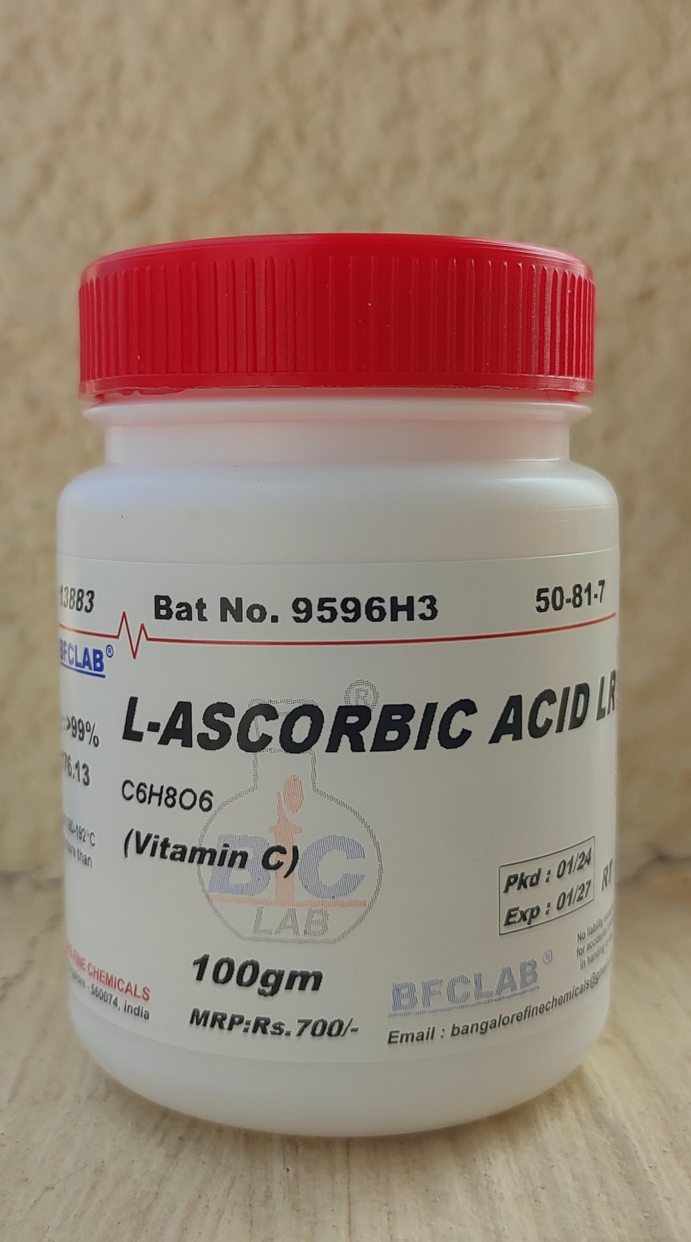 BFCLAB L-ASCORBIC ACID LR (Vitamin C) - 100gm CAS No. 50-81-7. (C6H8O6) (B075L1HC6P) Amazon Price History, Amazon Price Tracker