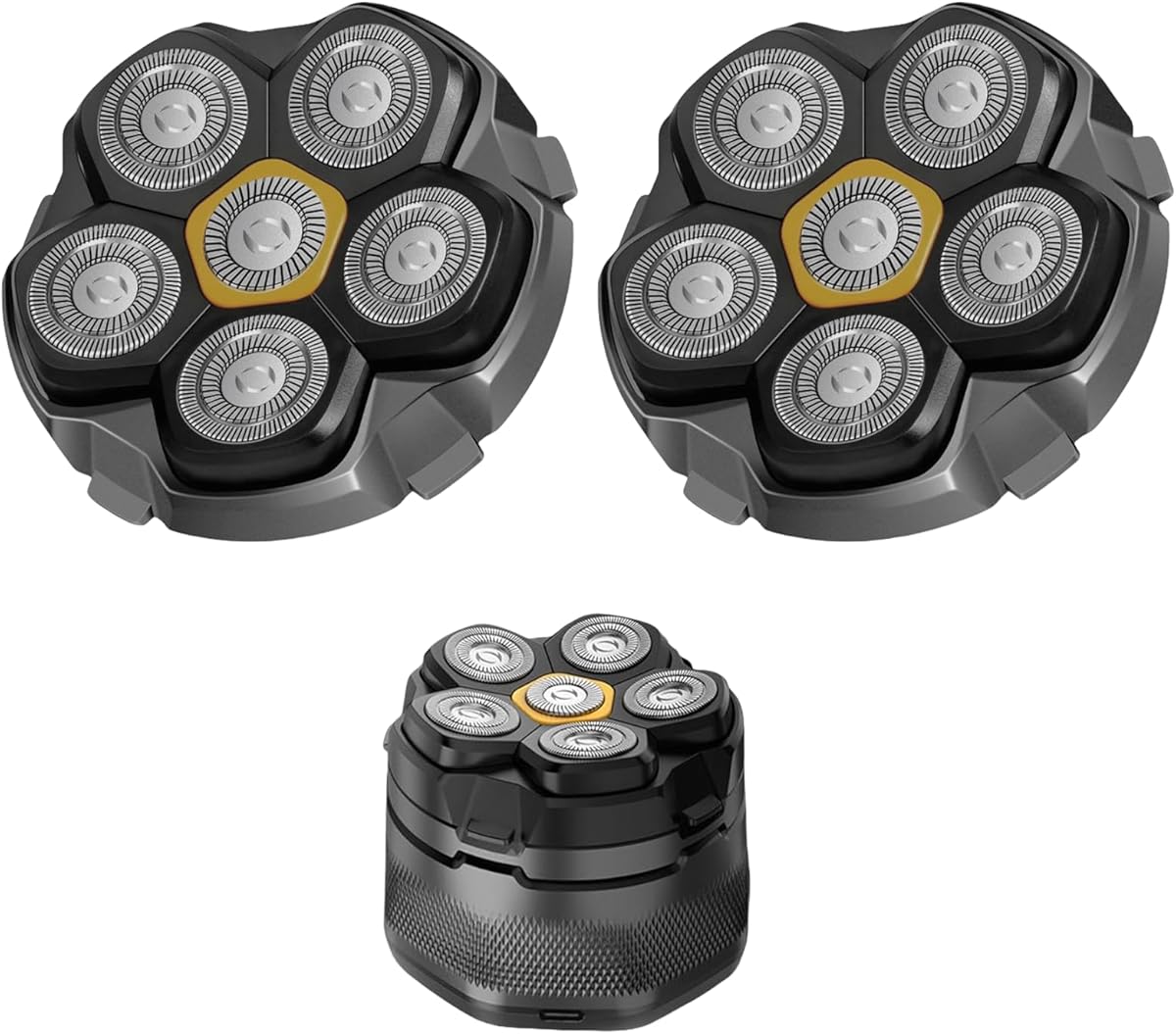 Magnetic 6 Blades Head Shaver Replacement Heads for Many 6D Magnetic Electric Razor,Newly Designed Magnetic 6D Blade Head Compatible with Head Shavers for Bald Men,2 Pack Travel Size.