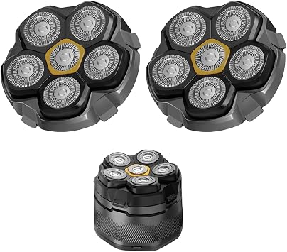 Magnetic 6 Blades Head Shaver Replacement Heads for Many 6D Magnetic Electric Razor,Newly Designed Magnetic 6D Blade Head Compatible with Head Shavers for Bald Men,2 Pack Travel Size for Ufree,Doao