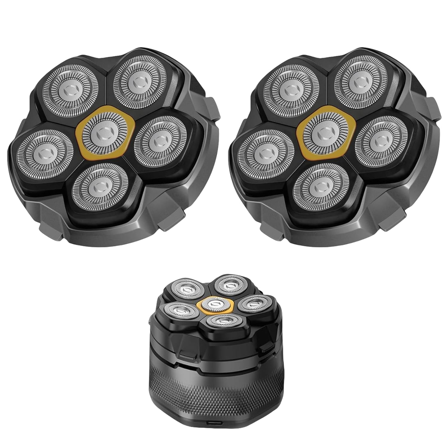 Yieyosd Magnetic 6 Blades Head Shaver Replacement Heads for Many 6D Magnetic Electric Razor,Newly Designed Magnetic 6D Blade Head Compatible with Head Shavers for Bald Men,2 Pack Travel Size for Ufree Shaver