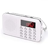 PRUNUS Mini Portable Radio AM FM Pocket Radio with MP3, LED Flashlight, Digital Radios Speaker Support Micro SD/TF Card/USB, Auto Scan Save, 1200mAh Rechargeable Battery Operated[Latest Version]