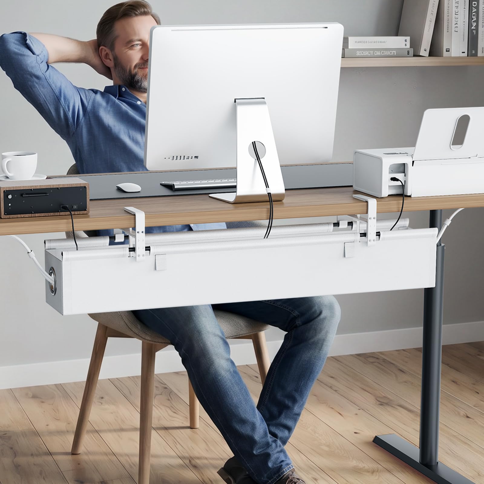 KEEGH Scrivania per gestione dei cavi, con sigillatura laterale, 90 cm