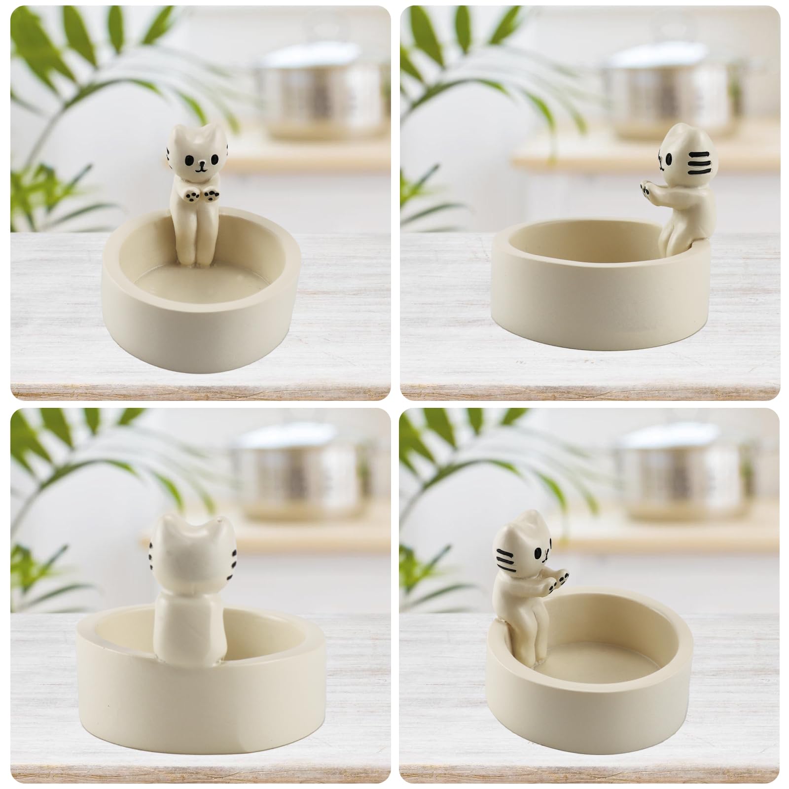 Portacandele Gatto In Ceramica - Coppia Di Gattini Che Si Riscalda Per Tea Light, Regalo Per Amanti Gatti - Foto 2