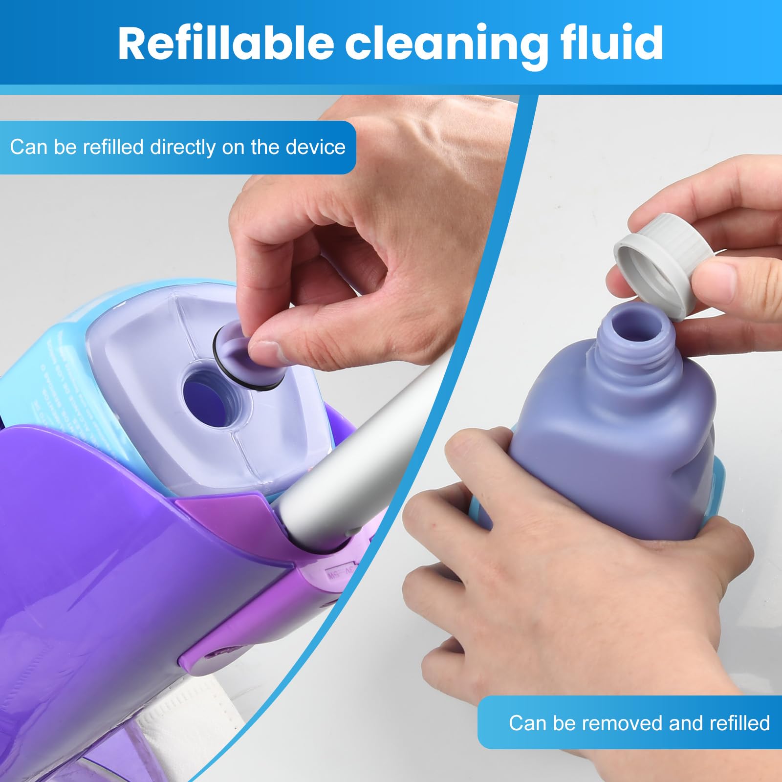 Flacone di ricambio da 500 ml per Flash® Power Spray Mop™, ricaricabile, senza perdite, in HDPE, con 6 cuscinetti sigillanti e 1 imbuto pieghevole