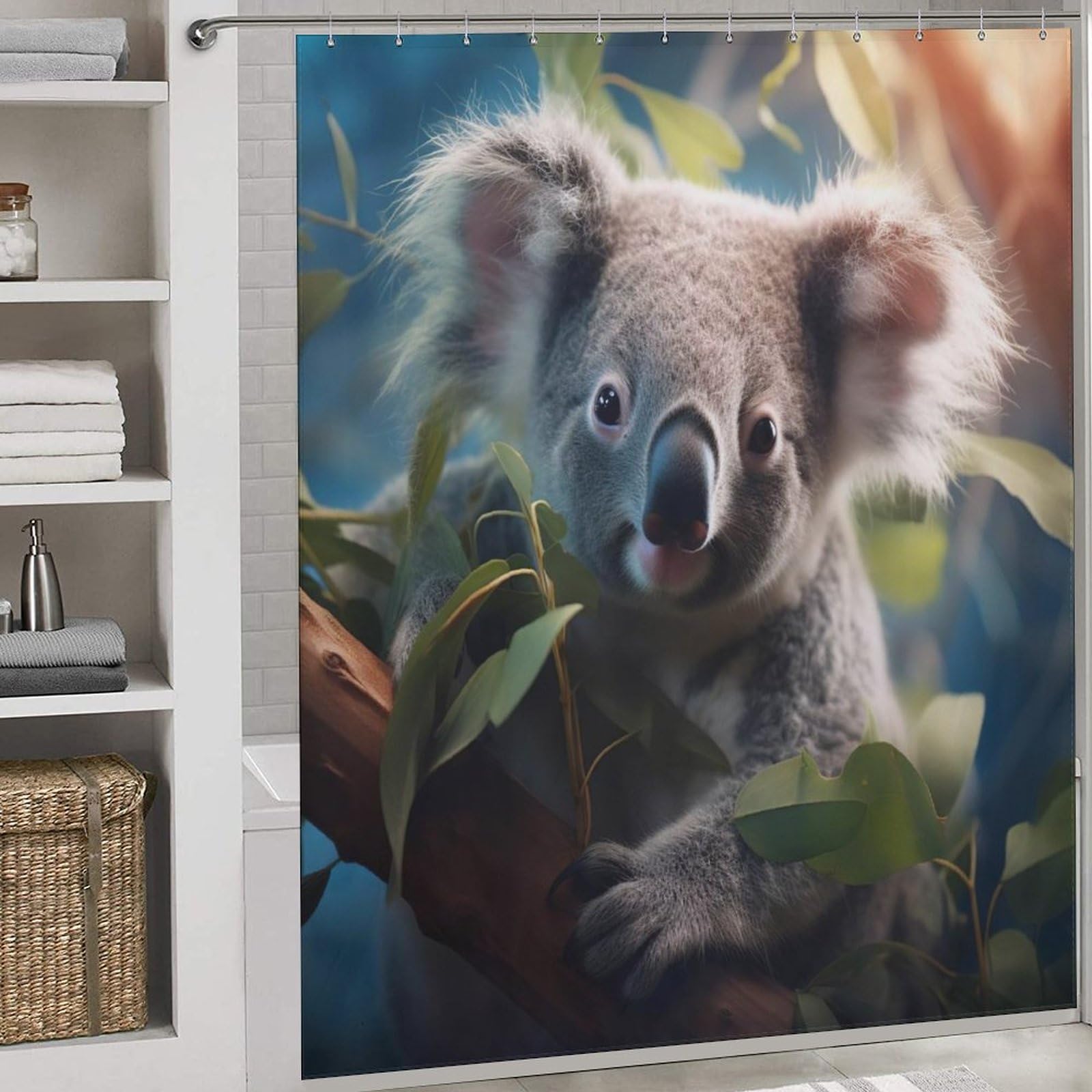 Rideau de douche koala en tissu polyester de qualité supérieure