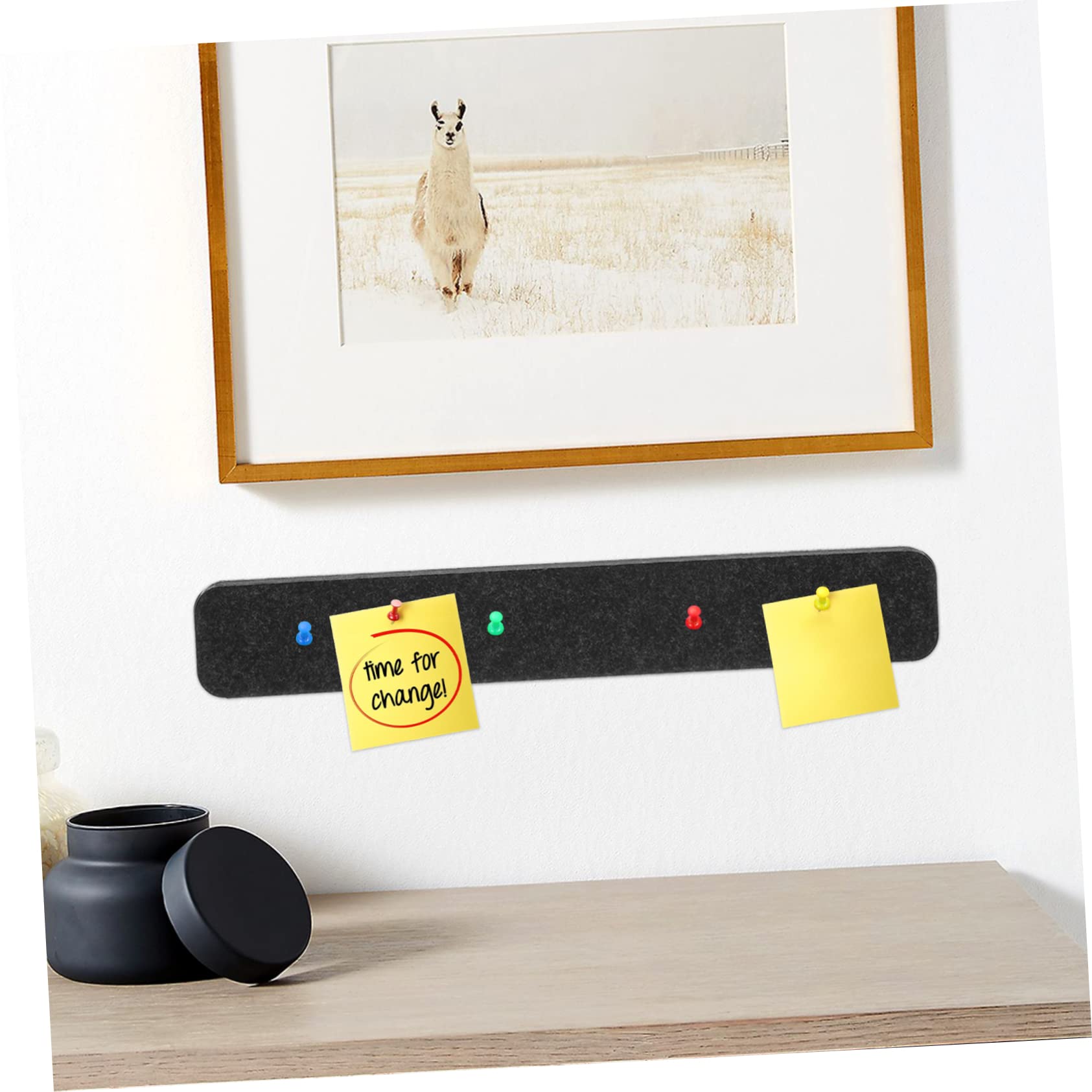 5 Pcs Felt Bulletin Board Strips Self Adhesive Black Home