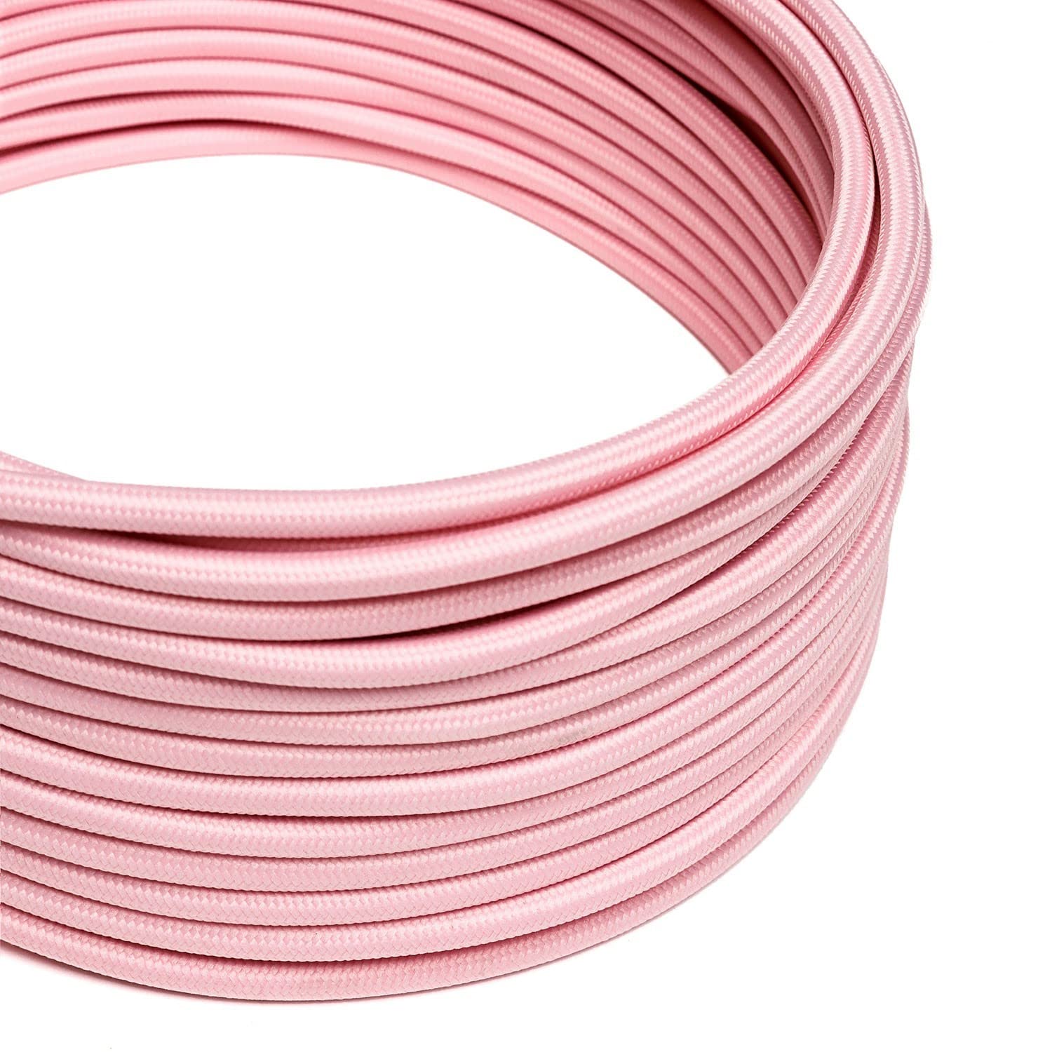 Creative-Cables L'originale cavo elettrico rivestito in tessuto 2 x 0,75 mm² (20 m, Rosa Baby RM16) – Rotondo, effetto seta – Sicurezza certificata, made in Italy