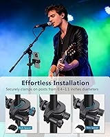 Vista 5 de Mic Stand Phone Holder, Phone Holder Mount for Microphone Stand, Music Stand, Guitar Drums, Phone Clamp for iPhone 15 14 13 12 11 Plus Pro Max Mini