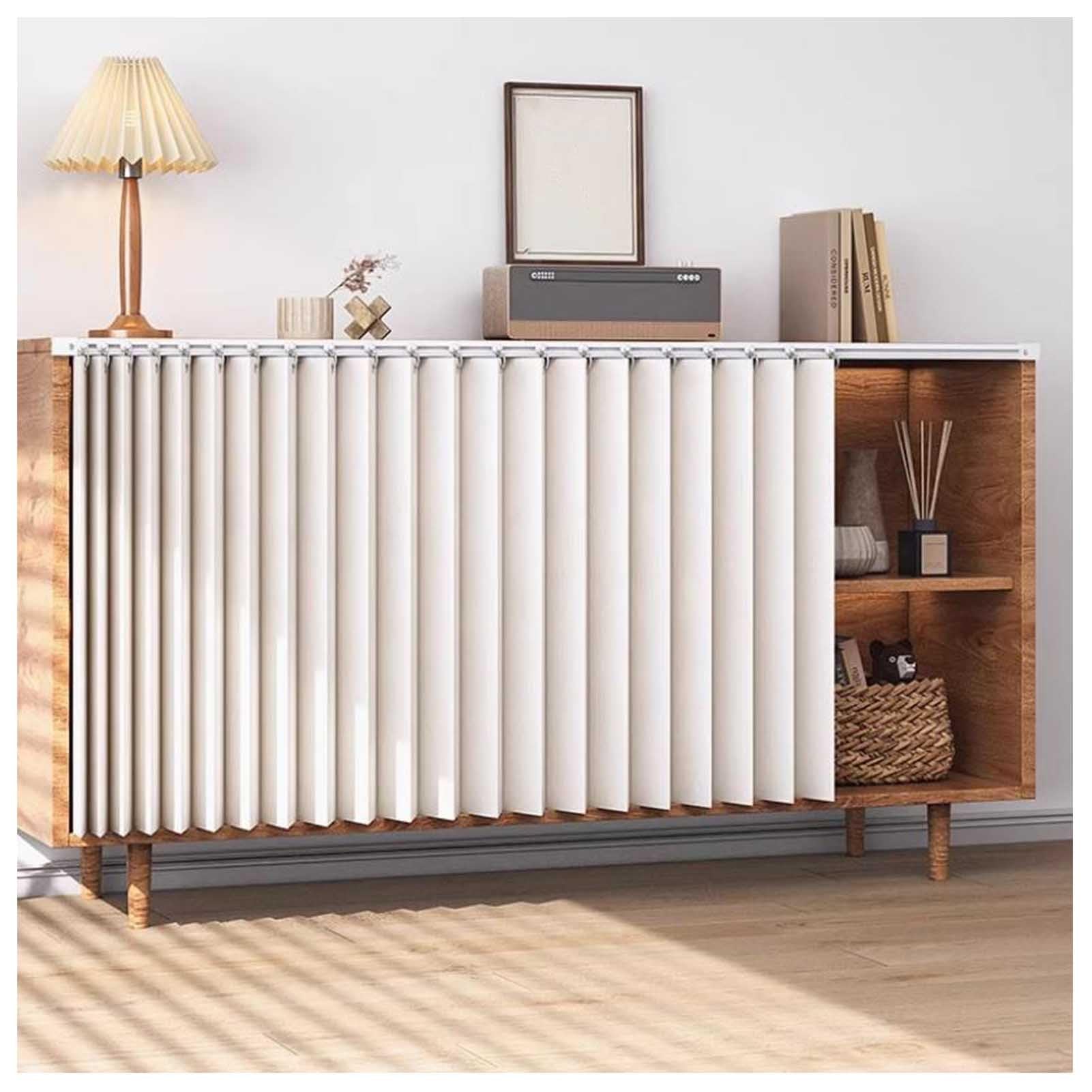 XYUERU Cabinet Curtains Kitchen, Dustproof Curtain Wardrobe,Foldable Under Cabinet Curtain Shelf Cover for Wardrobe Bathroom(White,80x50cm)